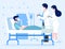 Covid-19 infected patient rest in negative pressure roomÂ in a hospital. Coronavirus pandemic medical concept illustration.